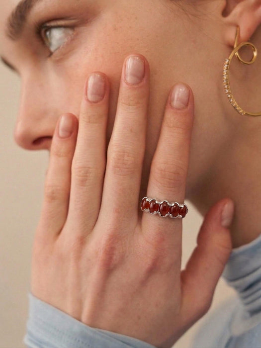 Red Aqeeq Ring - Women