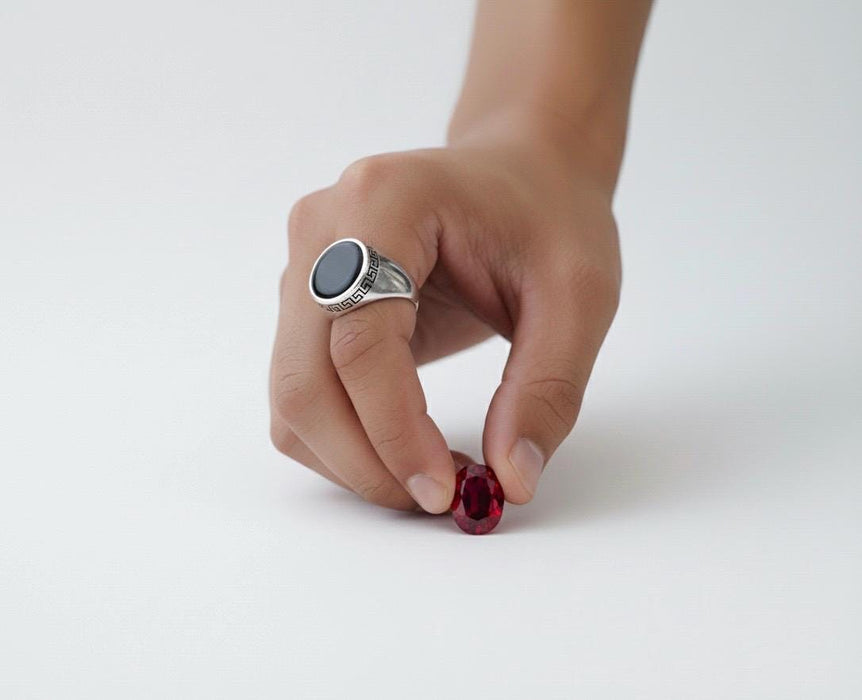 Bague Aqeeq Noire - Unisexe