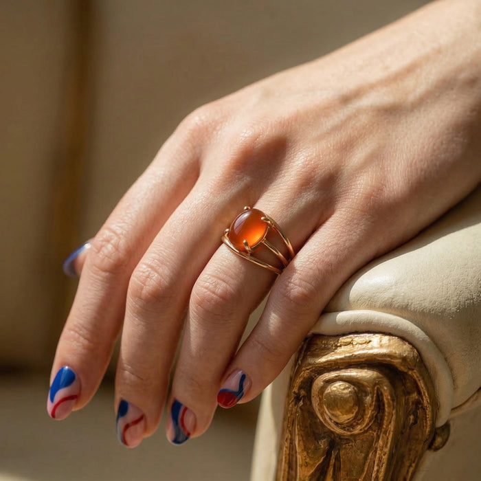 Bague en Aqeeq Rouge - Femme
