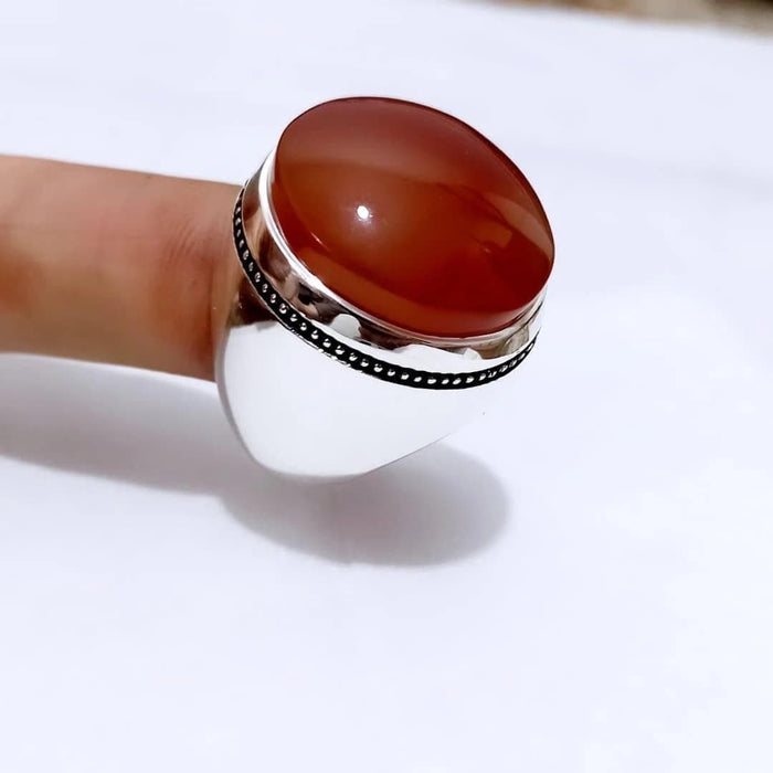 Bague en agate rouge - Homme