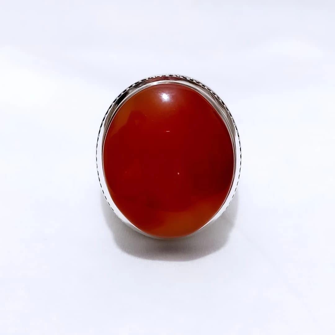 Red Aqeeq Ring - Men
