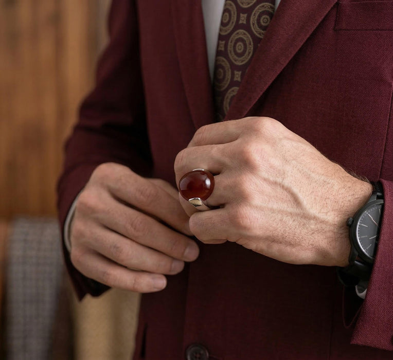 Bague Aqeeq Marron - Unisexe