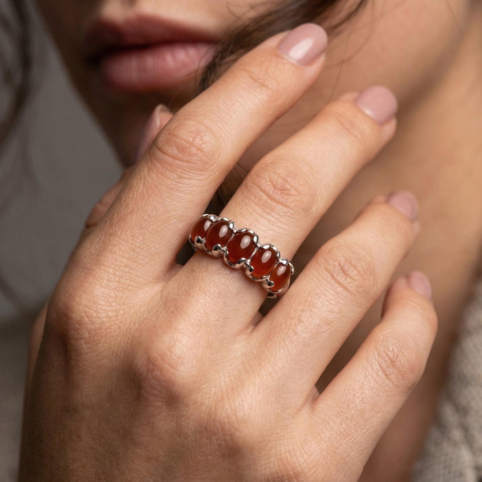 Red Aqeeq Ring - Women