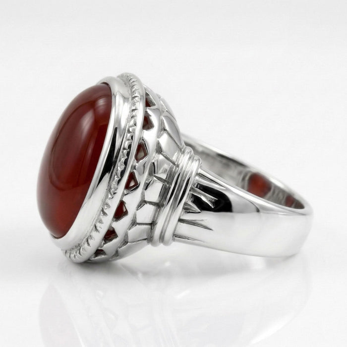 Bague unisexe en agate rouge