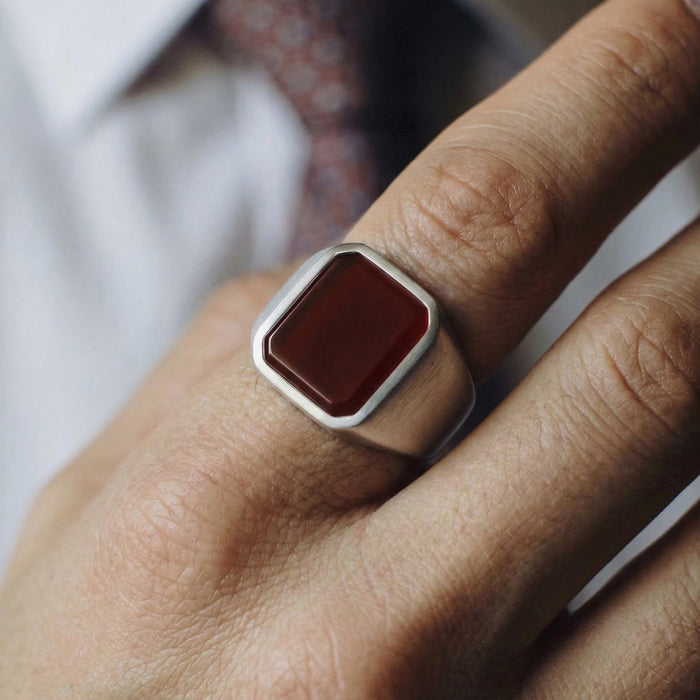 Bague en Agate Corneol Marron – Hommes