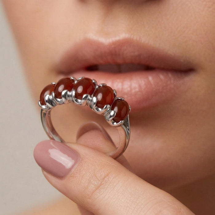 Red Aqeeq Ring - Women