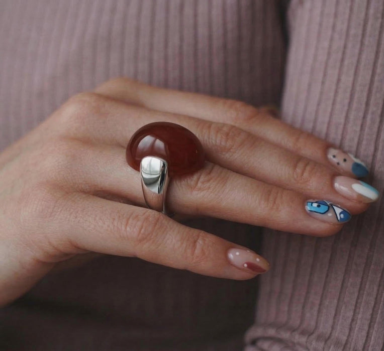 Bague Aqeeq Marron - Unisexe