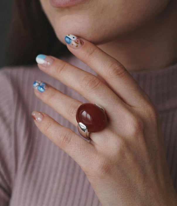 Bague Aqeeq Marron - Unisexe