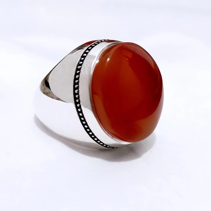 Bague en agate rouge - Homme