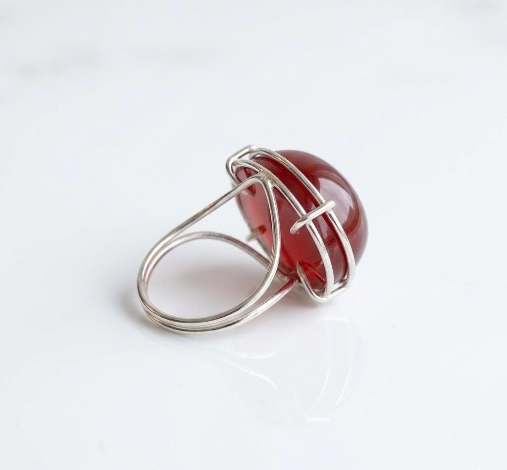 Red Aqeeq Ring - Women
