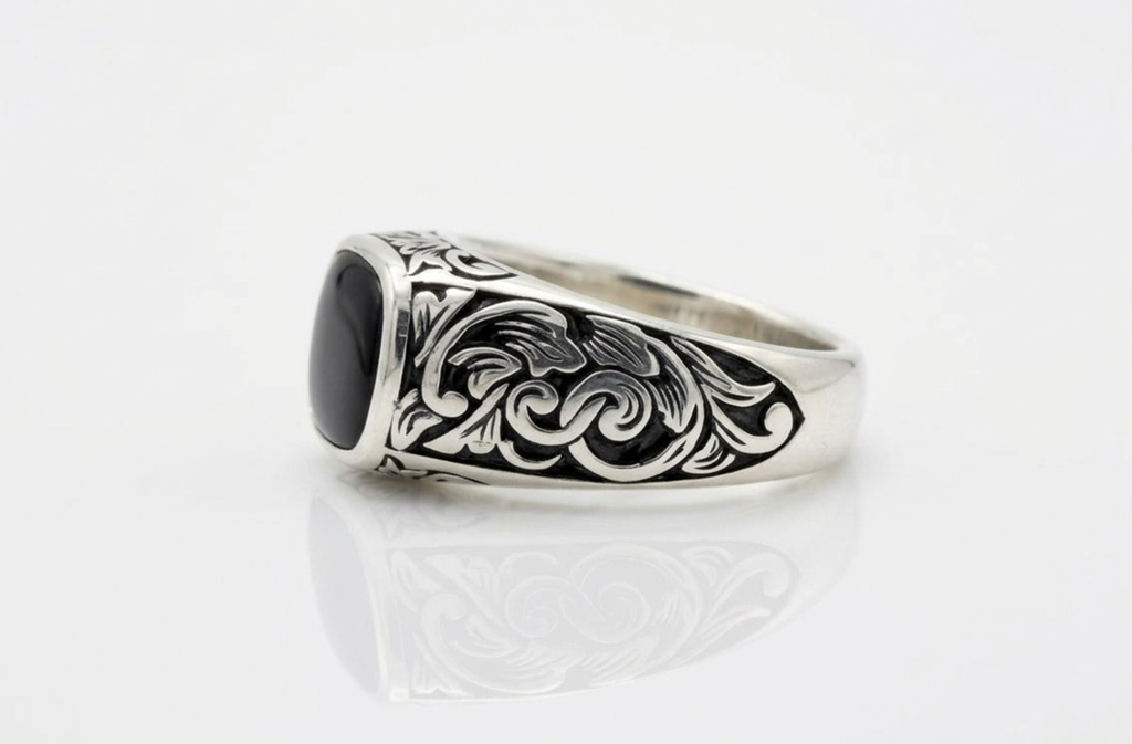 Black Aqeeq Ring - Men