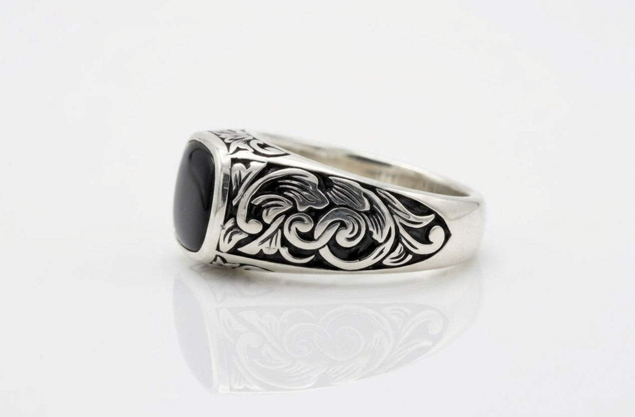 Black Aqeeq Ring - Men