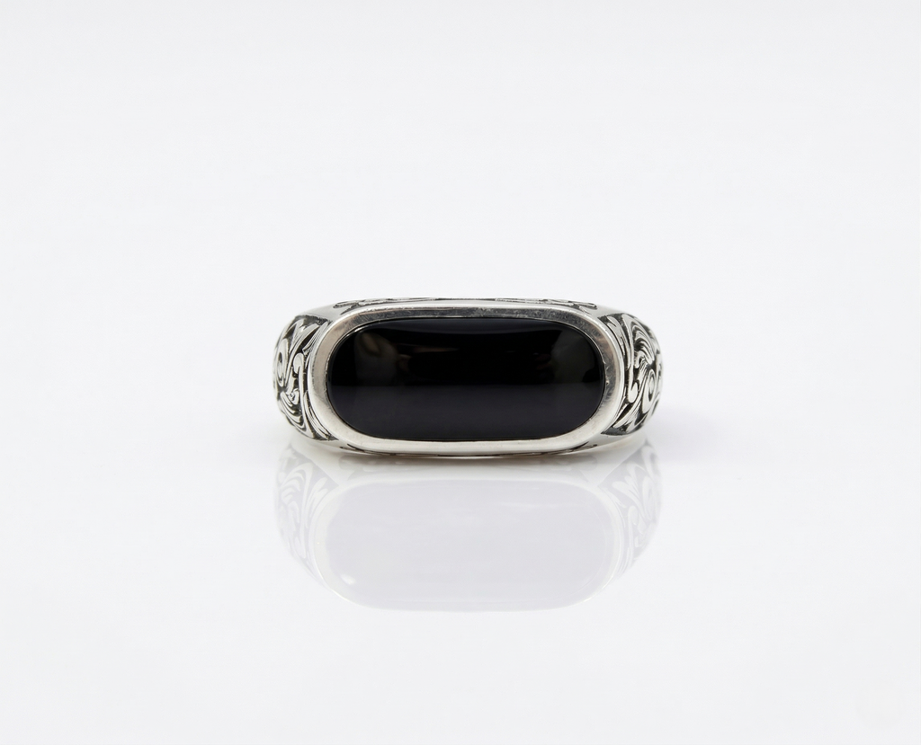 Black Aqeeq Ring - Men