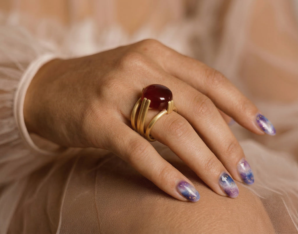 Red Aqeeq Ring - Women