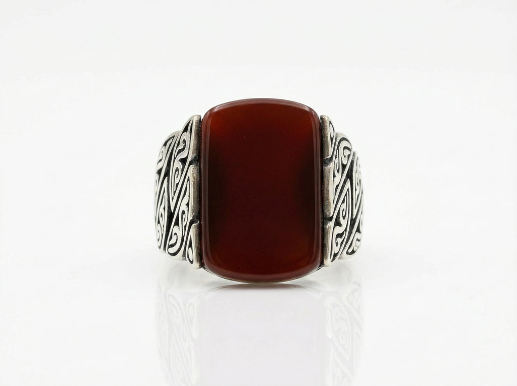 Red Aqeeq Ring - Men