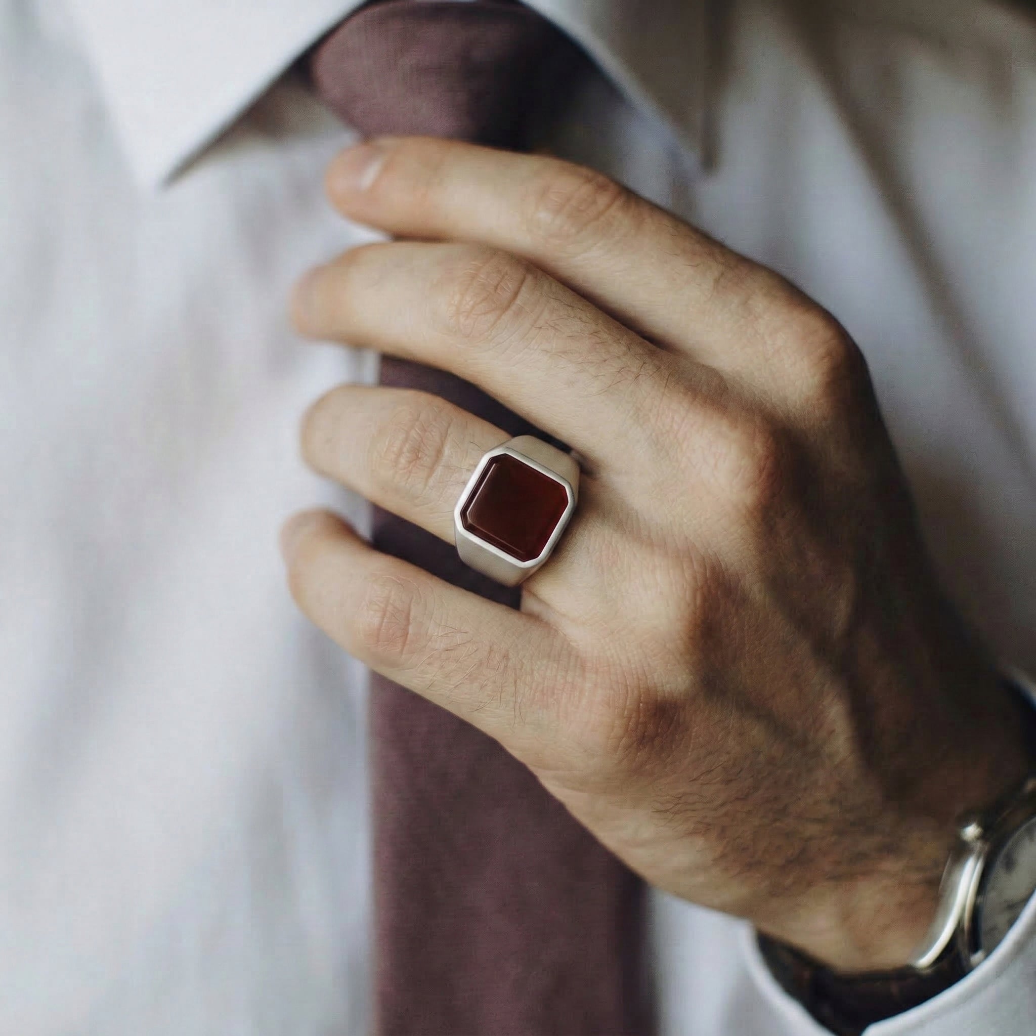 Brown Aqeeq Ring - Men