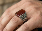 Red Aqeeq Ring - Men