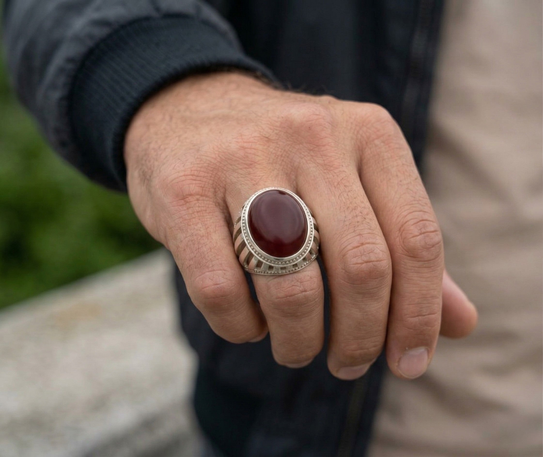 Brown Aqeeq Ring - Men
