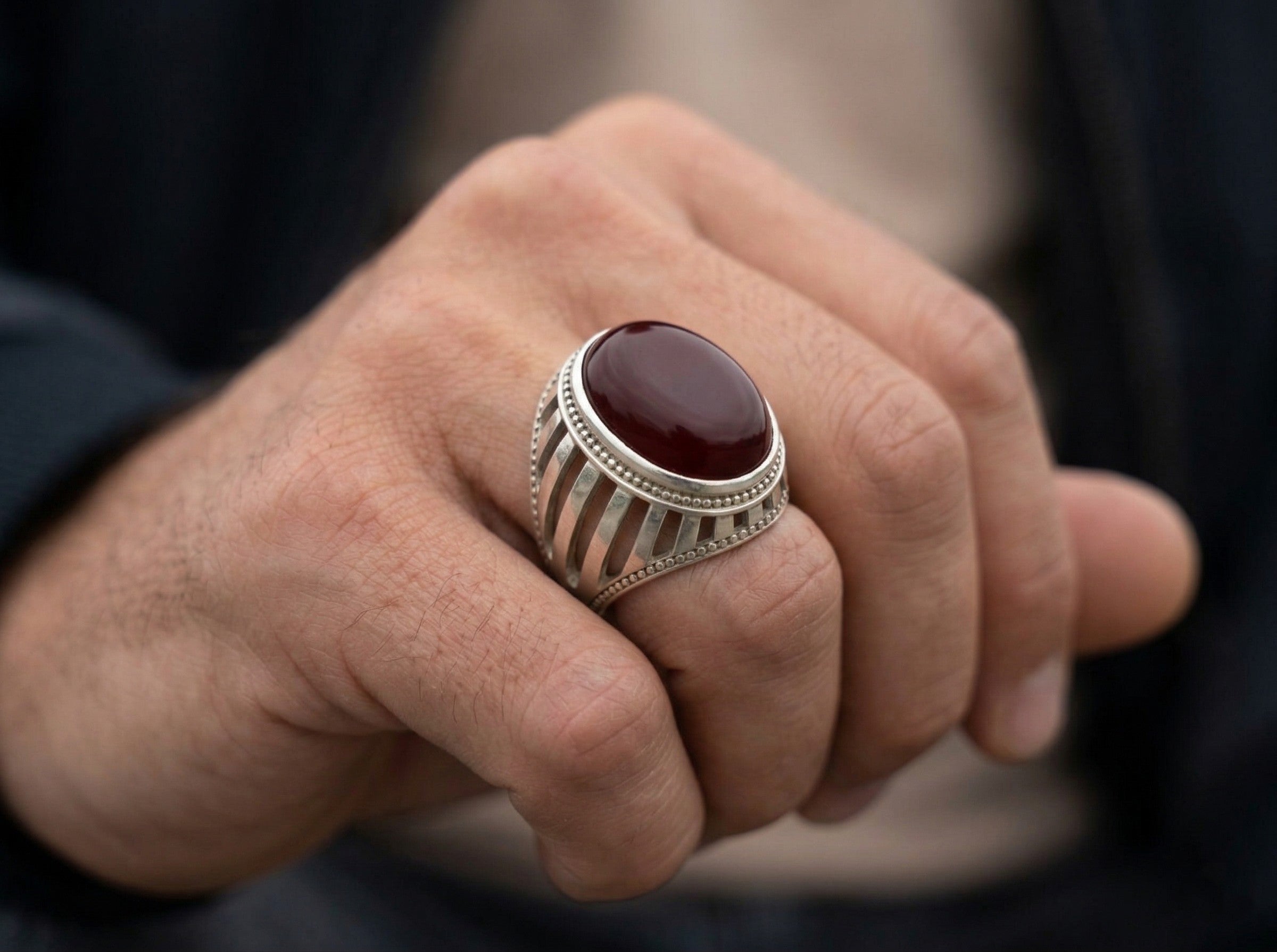 Brown Aqeeq Ring - Men
