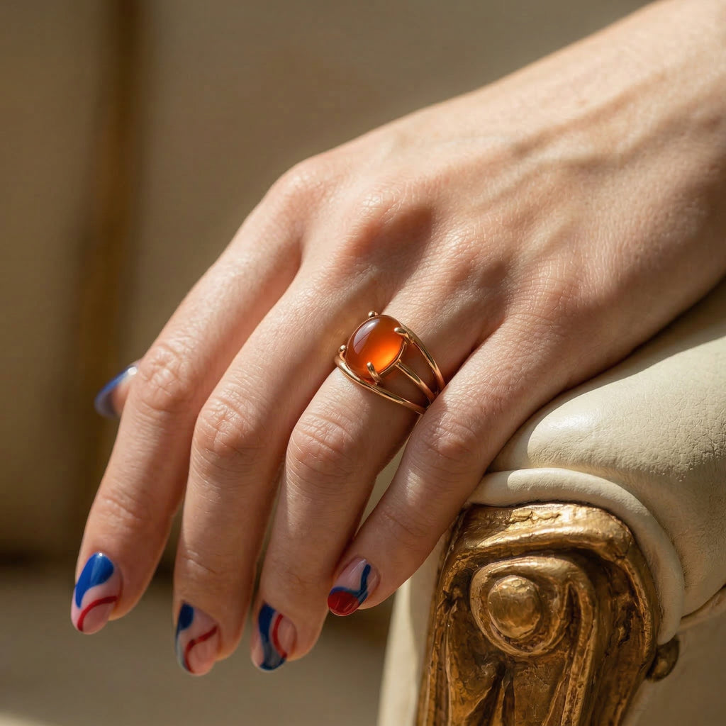 Red Aqeeq Ring - Women