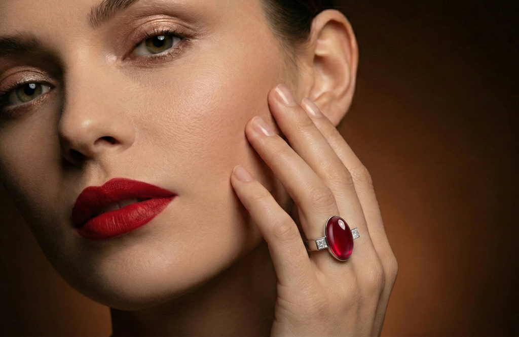 Red Aqeeq + Zircon Ring - Women