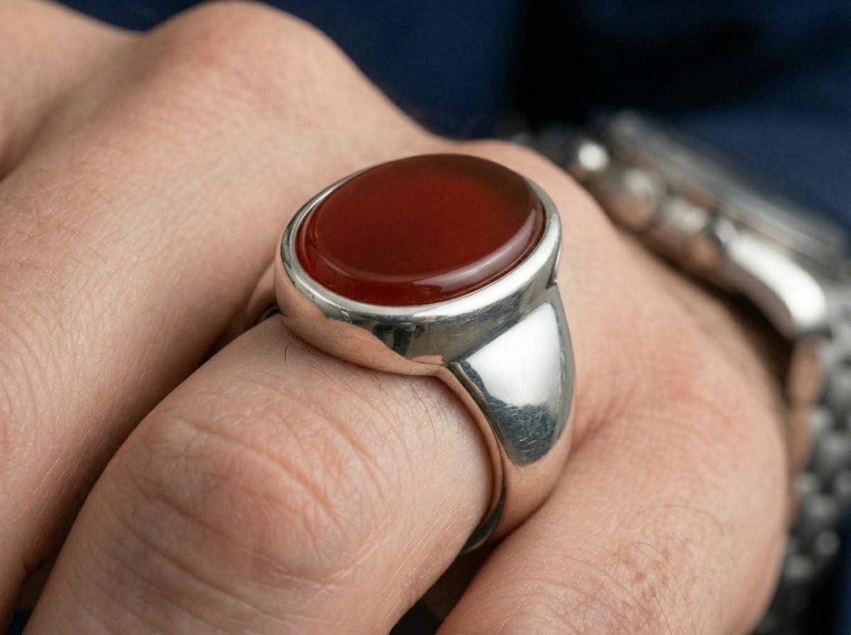 Bague en Aqeeq rouge - Homme