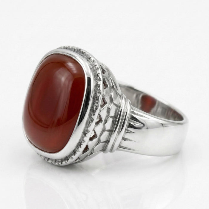 Bague unisexe en agate rouge