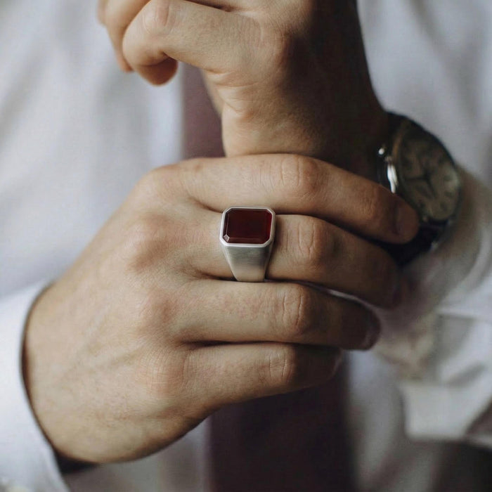 Bague en Agate Corneol Marron – Hommes