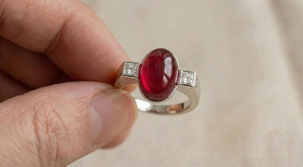Bague en agate rouge et zircon - Femme
