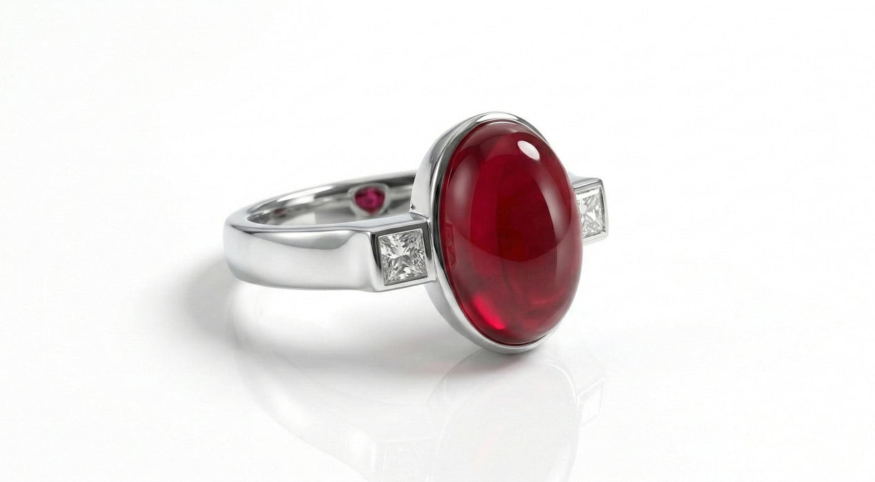 Bague en agate rouge et zircon - Femme