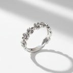 Sterling Silver Floral Ring on white background